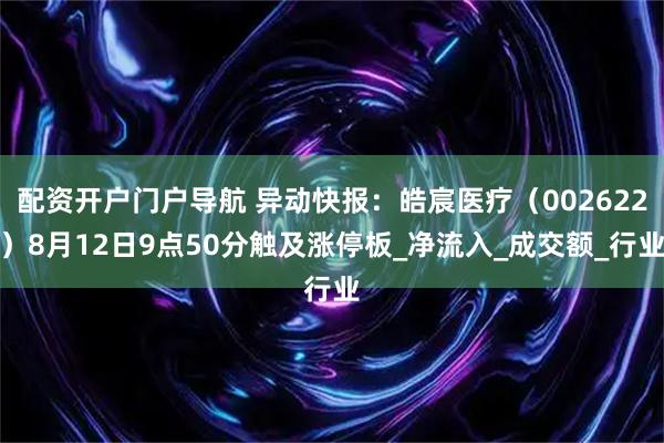 配资开户门户导航 异动快报：皓宸医疗（002622）8月12日9点50分触及涨停板_净流入_成交额_行业