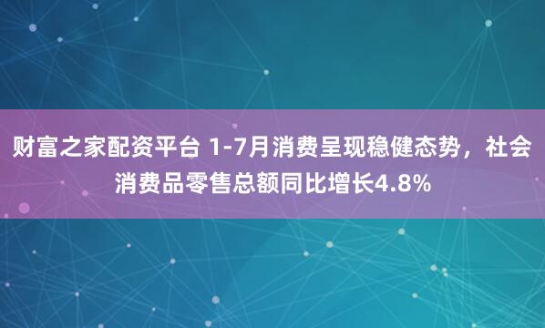 财富之家配资平台 1-7月消费呈现稳健态势，社会消费品零售总额同比增长4.8%